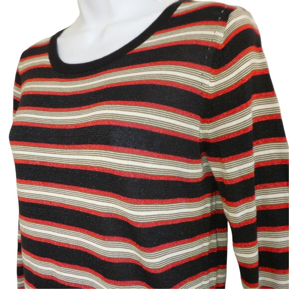 Scotch & Soda Maison Metallic Striped Sweater Lightweight Knit Ribbed Crewneck S - Picture 1 of 10